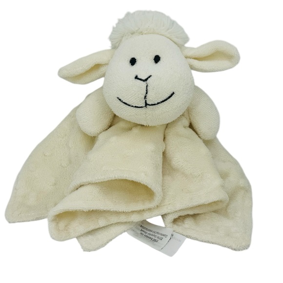 Sheep Lamb Lovey Baby Security Blanket Bumpy Texture  10” Trim And Decoration - Picture 1 of 6